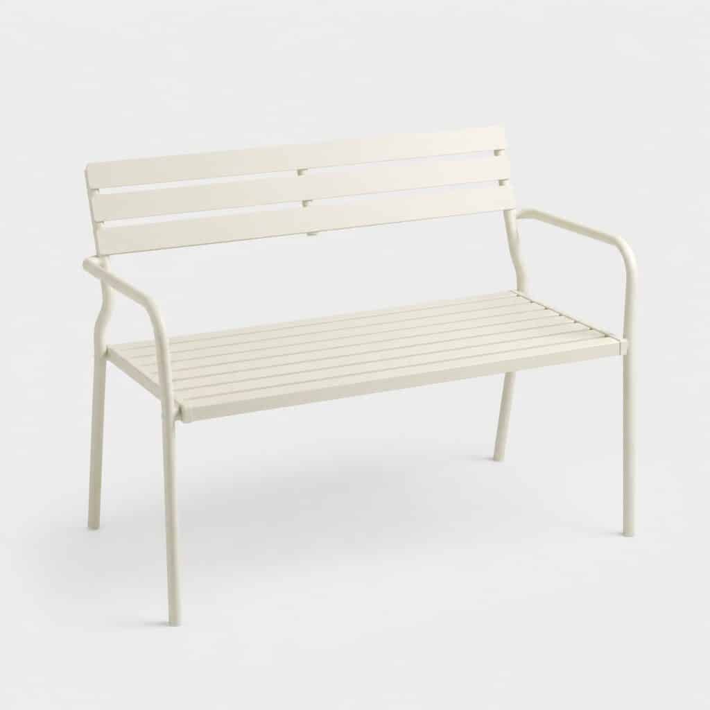 Petit banc de jardin compact en aluminium blanc deux places