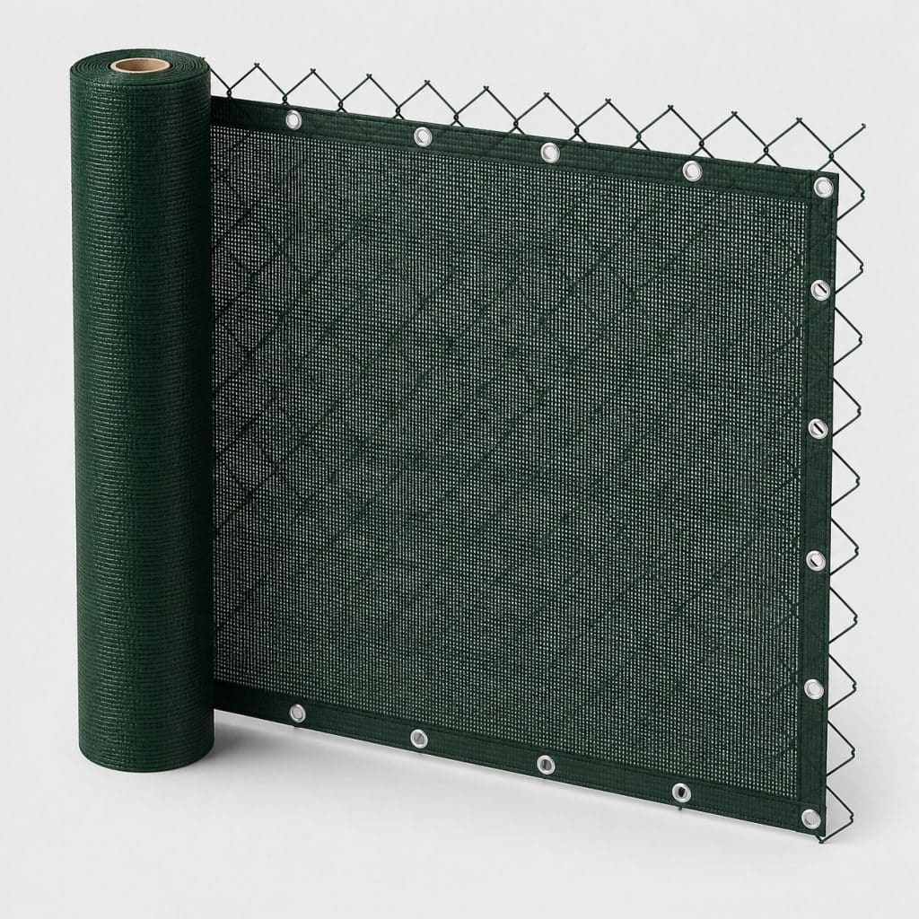 Rouleau de toile occultante verte à œillets aluminium pour grillage souple