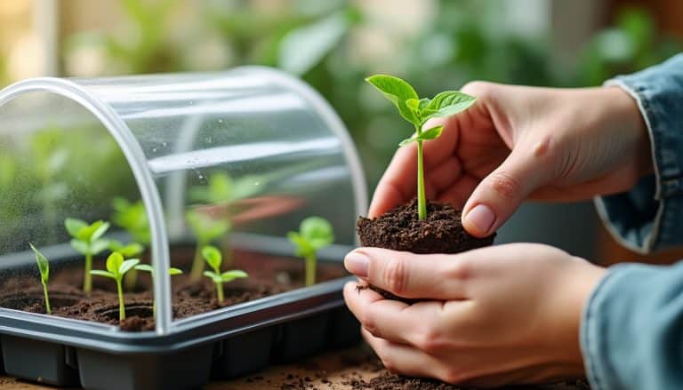 Repiquage : le moment où le plant sort de la mini-serre