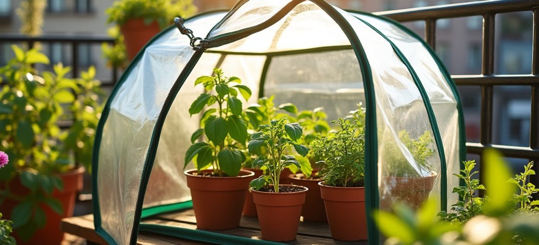 découvrez comment gérer la lumière et la chaleur dans une mini-serre de balcon au printemps, et éviter la surchauffe pour protéger vos plantes.
